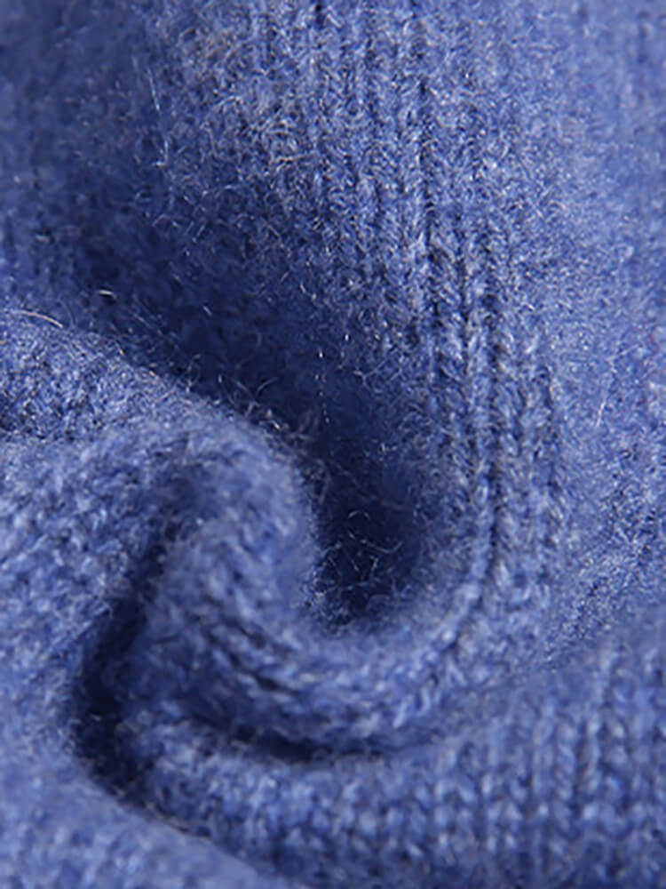 Kids Cute Bear Face Blue Cashmere Pullover Sweater